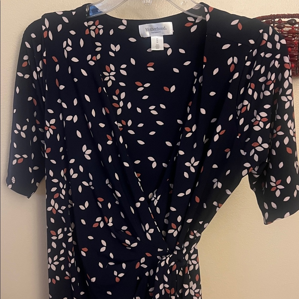 Motherhood Maternity Black brown white Floral Dress M